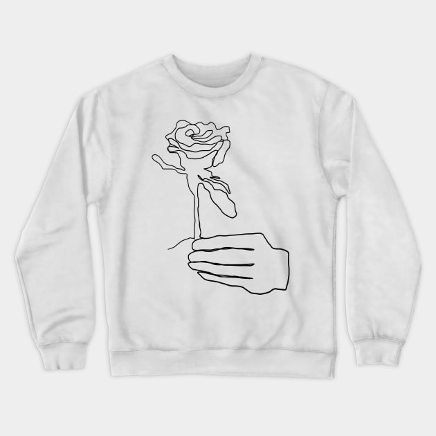 Holding Rose One Line Art Crewneck Sweatshirt by wildjellybeans